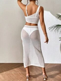 Hollow Out One Shoulder Cut Out Waist Split Thigh Cover Up Dress