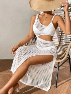 Hollow Out One Shoulder Cut Out Waist Split Thigh Cover Up Dress -Shein Clothing Store 168534045914713b67a26be7af11d7ca638440127b thumbnail 405x552