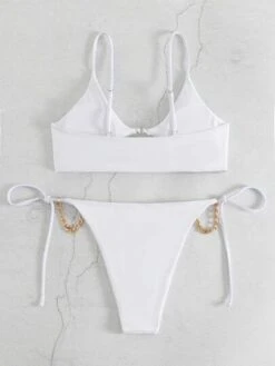 Chain Linked Cut Out Tie Side Bikini Swimsuit