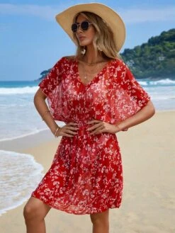 Ditsy Floral Print Batwing Sleeve Cover Up Dress -Shein Clothing Store 16856700318f1ab682a9a260a19178e0c034b5398f thumbnail 405x552