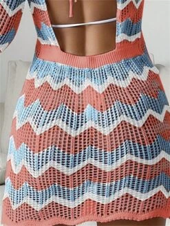 Chevron Pattern Backless Cover Up Dress Without Bikini Set -Shein Clothing Store 168592771028e4791bc3e862966ed20cbda3c1b96c thumbnail 405x552