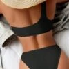 Plain One Shoulder Bikini Swimsuit