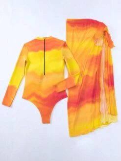 Tie Dye One Piece Swimsuit With Beach Skirt