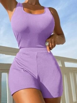 Plain One Piece Swimsuit With Beach Shorts -Shein Clothing Store 16859438750ca1d92fb9261d5a1095f14dd51a36f6 thumbnail 405x552