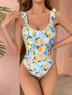 Fruit Print Ruffle Trim One Piece Swimsuit -Shein Clothing Store 168610155670e48ef429cd4e004e240f5a97a26303 thumbnail 405x552
