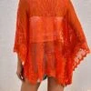 Embroidery Mesh Drop Shoulder Kimono