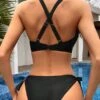 Knot Front Push Up Bikini Swimsuit