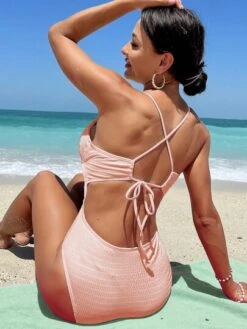 Plain Plunging Neck Backless One Piece Swimsuit -Shein Clothing Store 1686288120e080b964434510806e38178637a27356 thumbnail 405x552