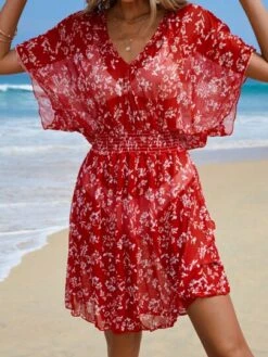 Ditsy Floral Print Batwing Sleeve Cover Up Dress -Shein Clothing Store 1686620583460431270c0b4b9c655d0fa231e36726 thumbnail 405x552
