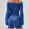 SHEIN Essnce Off Shoulder Drawstring Side Cover Up Dress Without Bikini