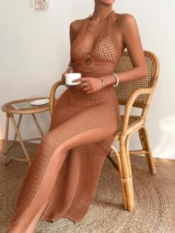 SHEIN VCAY Hollow Out Split Thigh Halter Cover Up Dress -Shein Clothing Store 168682077114aa2e01784591cae14d929ccba276fe thumbnail 405x552