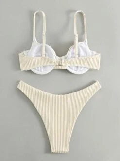 Striped Underwire Bikini Swimsuit