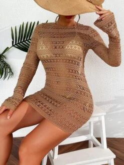 Hollow Out Knitted Cover Up Dress Without Bikini Set -Shein Clothing Store 1687140436ac9494e559b6e6517082ee9a949c600c thumbnail 405x552