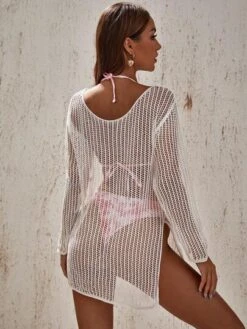 SHEIN Split Thigh Drop Shoulder Cover Up