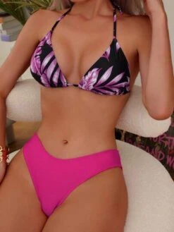 Tropical Print Halter Triangle Bikini Swimsuit With Cover Up -Shein Clothing Store 1687165308ed80c4712f0b7975bb96080c08975208 thumbnail 405x552
