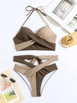 Color Block Wrap Push Up Bikini Swimsuit -Shein Clothing Store 16872495916427724f63bbb8c979a03107e0610a24 thumbnail 405x552
