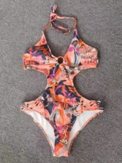 Floral Print Cut Out Halter One Piece Swimsuit -Shein Clothing Store 1687315723d337cb82c7bafed13b72ba65ee861b1b thumbnail 405x552