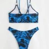 Allover Print Ring Linked Bikini Swimsuit