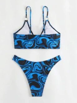 Allover Print Ring Linked Bikini Swimsuit