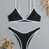 Contrast Binding Triangle High Cut Bikini Swimsuit