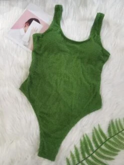 2023 New European And American High Cut One-piece Bikini Sexy Swimsuit Ladies Candy Color One-piece Beach Swimsuit