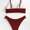 Solid Triangle High Cut Bikini Swimsuit