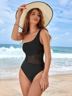 SHEIN Leisure Contrast Mesh One Shoulder One Piece Swimsuit -Shein Clothing Store 168916761156ba8f6e72d8f59adbe93255039f9c0e thumbnail 405x552