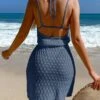 Tie Backless Halter Cover Up Dress Without Bikini Set