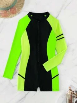 Colorblock Zip Front One Piece Swimsuit -Shein Clothing Store 168930834792cc8d1119c3a468d33c0839417c5e1b thumbnail 405x552