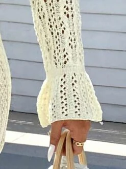 Hollow Out Flounce Sleeve Cover Up Dress Without Bikini -Shein Clothing Store 1689574645a1ba8c9733554cb059aad709cda7688a thumbnail 405x552