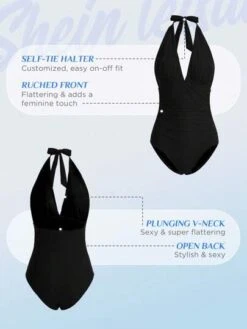 SHEIN Leisure Ruched Halter One Piece Swimsuit -Shein Clothing Store 16896706145a55a5229e7bb2641a6b2739daff9ce0 thumbnail 405x552