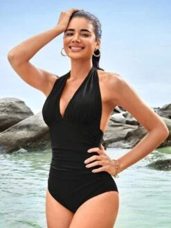SHEIN Leisure Ruched Halter One Piece Swimsuit -Shein Clothing Store 1689670620873ee0d50d52cf07ee2cb9773d3f2286 thumbnail 405x552