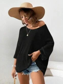 SHEIN VCAY Solid Batwing Sleeve V Neck Cover Up -Shein Clothing Store 1689674449953f66e4cb5297770379a80151a87edd thumbnail 405x552