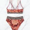 Floral Print High Waisted Bikini Swimsuit