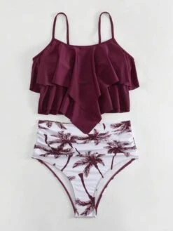 Palm Tree Print Ruffle Hem Bikini Swimsuit -Shein Clothing Store 1689837433ecccd0635f4850c0e41663c316ef8d58 thumbnail 405x552