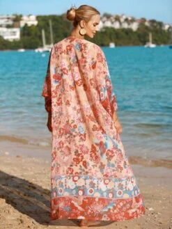 Floral Printed Front Open Sun Protection Kimono