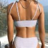 Striped Tie Shoulder Bikini Swimsuit