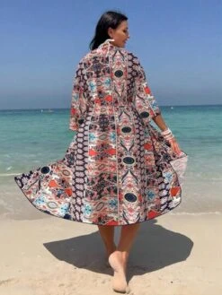 Allover Print Belted Kimono
