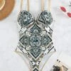 Baroque Print Push Up One Piece Swimsuit