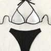Plain Halter Push Up Bikini Swimsuit
