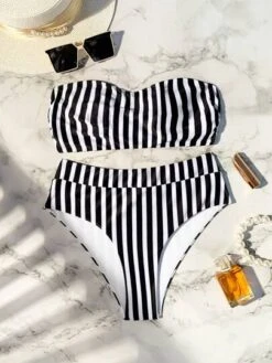 Striped Bandeau Bikini Swimsuit -Shein Clothing Store 1690523413066d7571798ad54c9f21b094a9c3f91f thumbnail 405x552