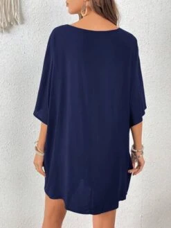 SHEIN VCAY Guipure Lace Panel Batwing Sleeve Cover Up Dress