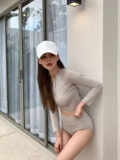 Solid Color Ins Style Long Sleeve Two-piece Swimsuit Set For Women -Shein Clothing Store 1690959656cab56b6030004df5d77326143c970a36 thumbnail 405x552
