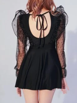 Women's One Piece Swimsuit Dress Style Conservative Tummy Control Korean Version Hot Spring Holiday Seaside Swimwear