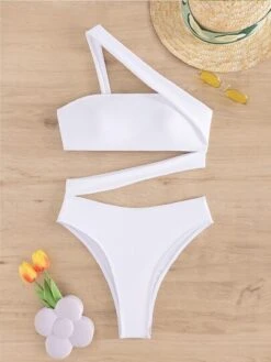 Women's One Piece Swimsuit Sexy Asymmetric Pure Color Mono-bikini