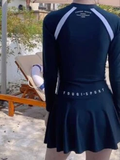 Long Sleeve Sun Protection Nylon High Elasticity One-piece Sport Swimsuit