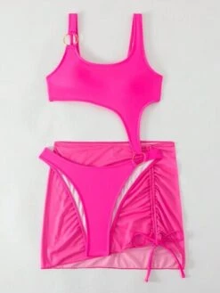 SHEIN BOUDOIRCORE Cut Out Ring Linked One Piece Swimsuit With Beach Skirt -Shein Clothing Store 16919172781c851f0fe34a19489f4dde6b32a12043 thumbnail 405x552